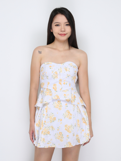 High Waist Floral Side Pleated Skirt Pants 33567