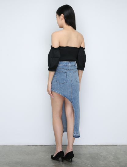 Denim Irrgular Long Skirt 33678