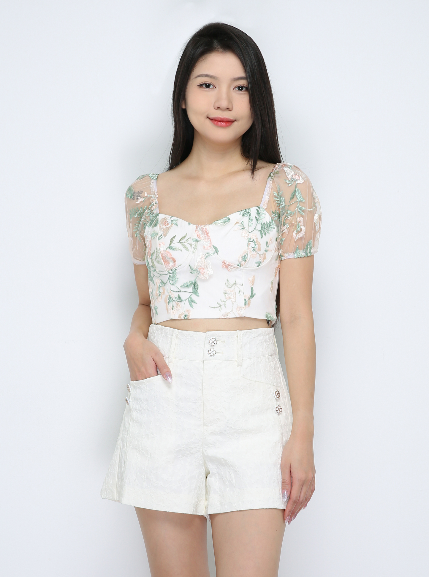 Floral Puff Sleeve Top 33692