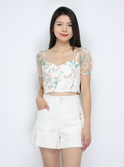 Floral Puff Sleeve Top 33692