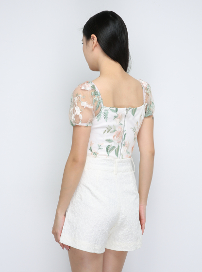 Floral Puff Sleeve Top 33692