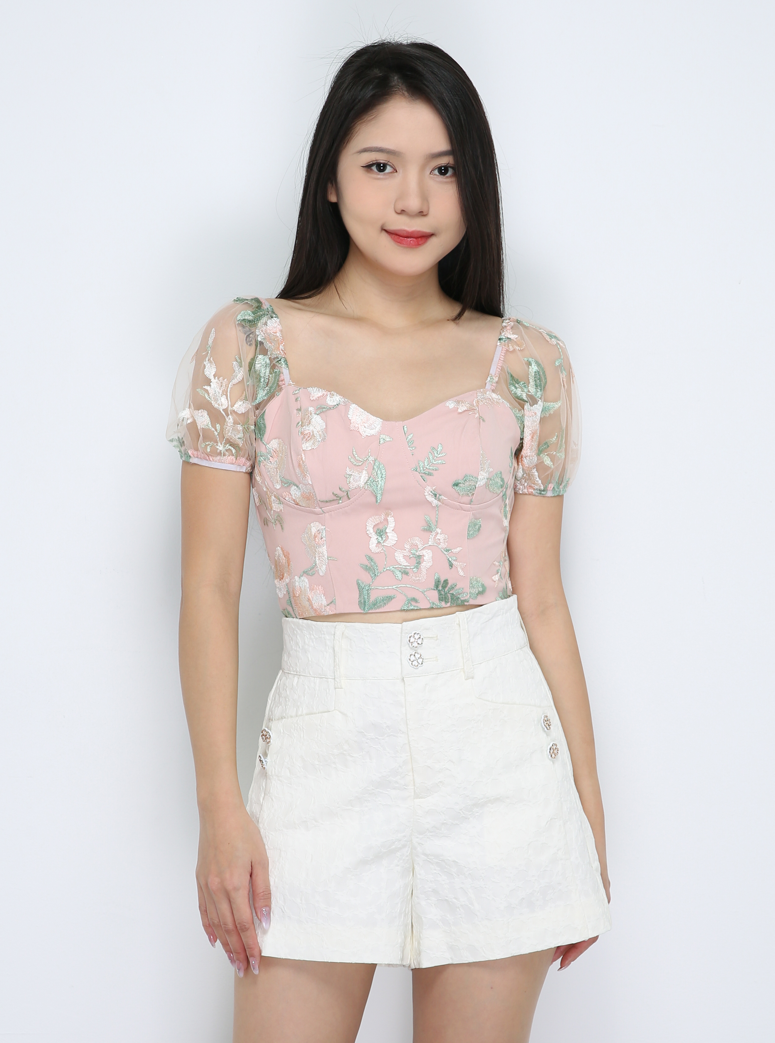 Floral Puff Sleeve Top 33692