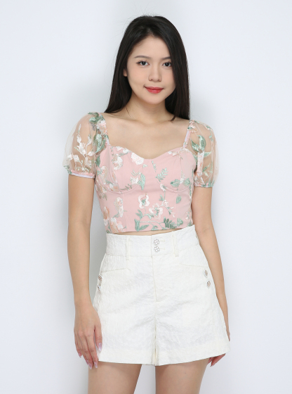 Floral Puff Sleeve Top 33692