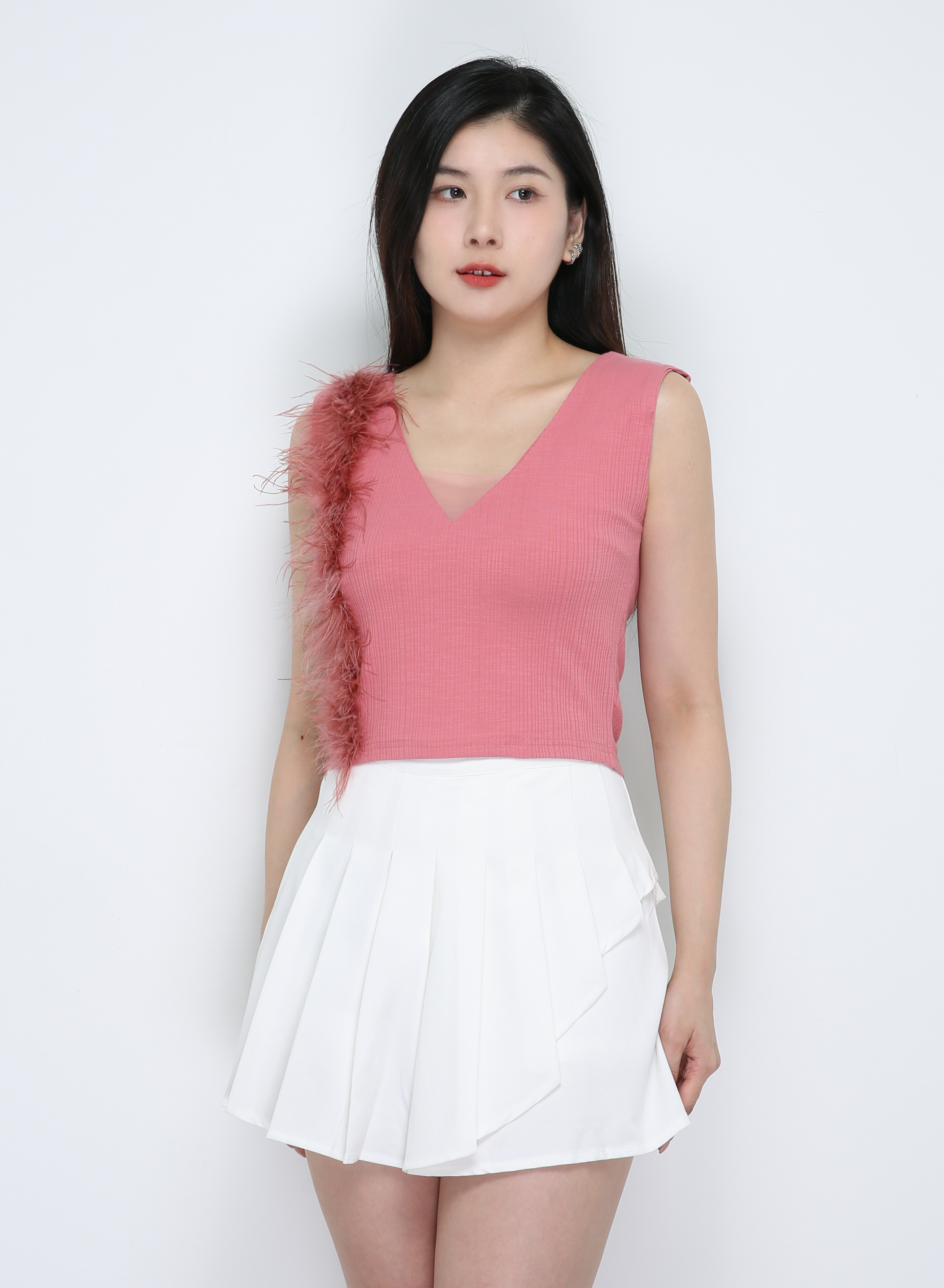 Knitted Decorative With Fur Top 33761