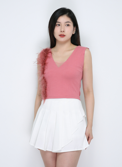 Knitted Decorative With Fur Top 33761