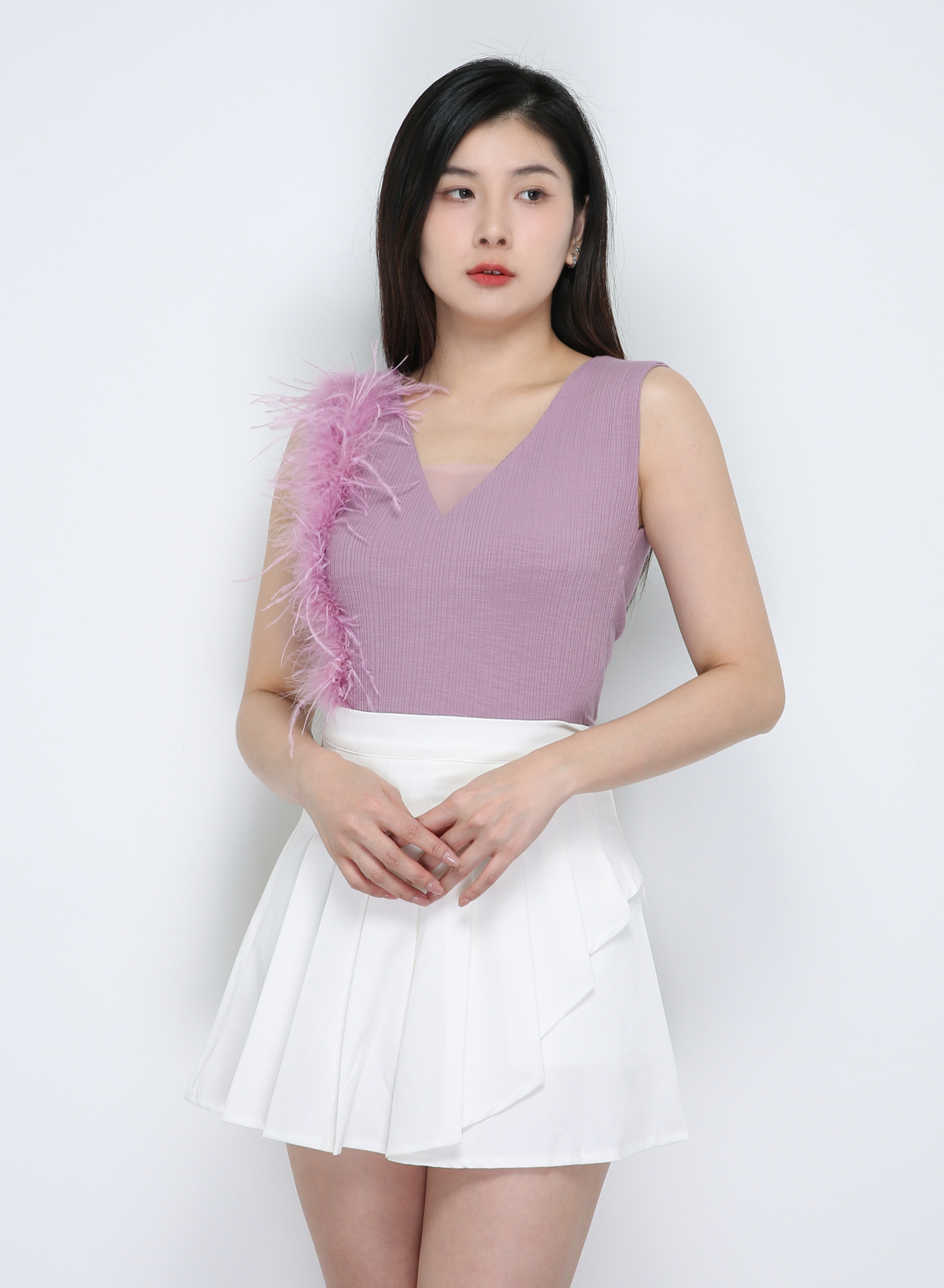 Knitted Decorative With Fur Top 33761