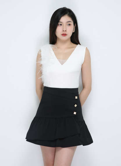 Knitted Decorative With Fur Top 33761