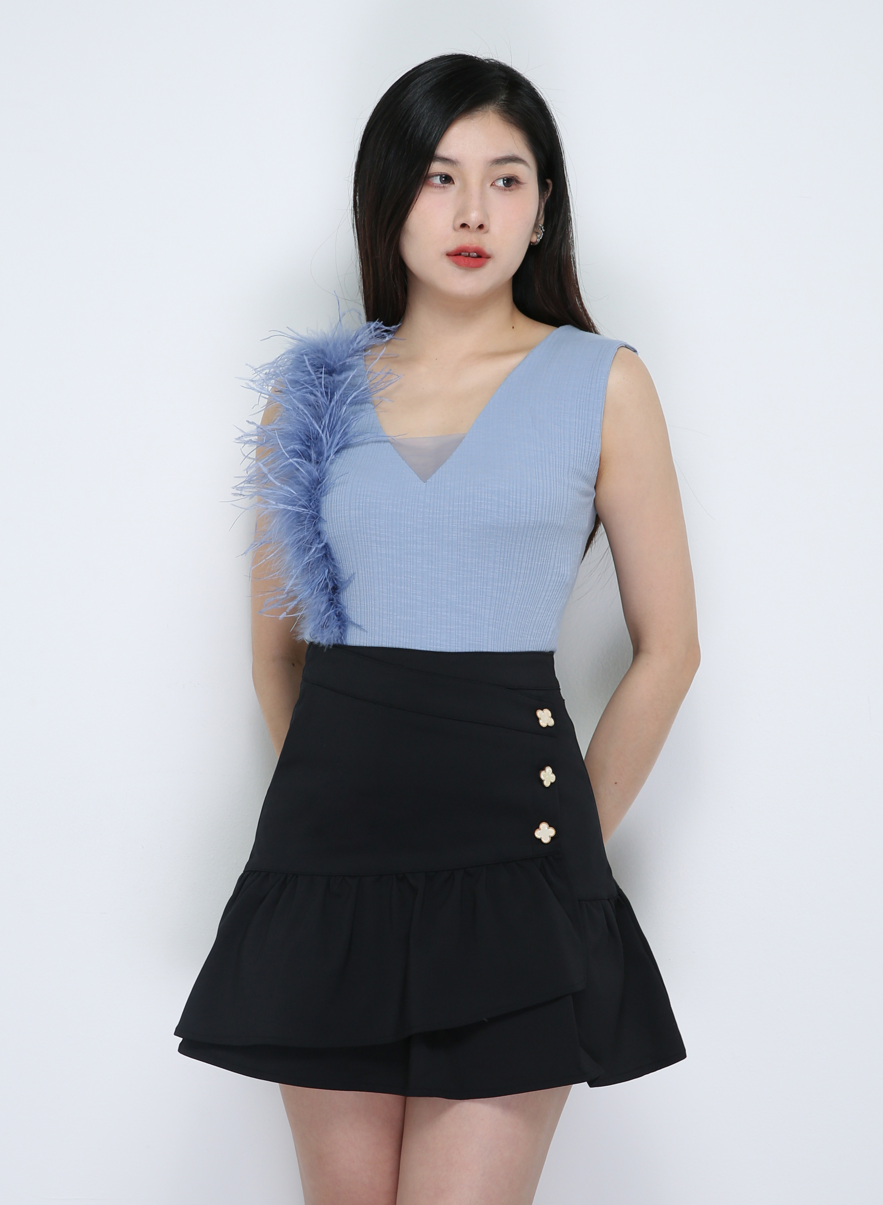 Knitted Decorative With Fur Top 33761