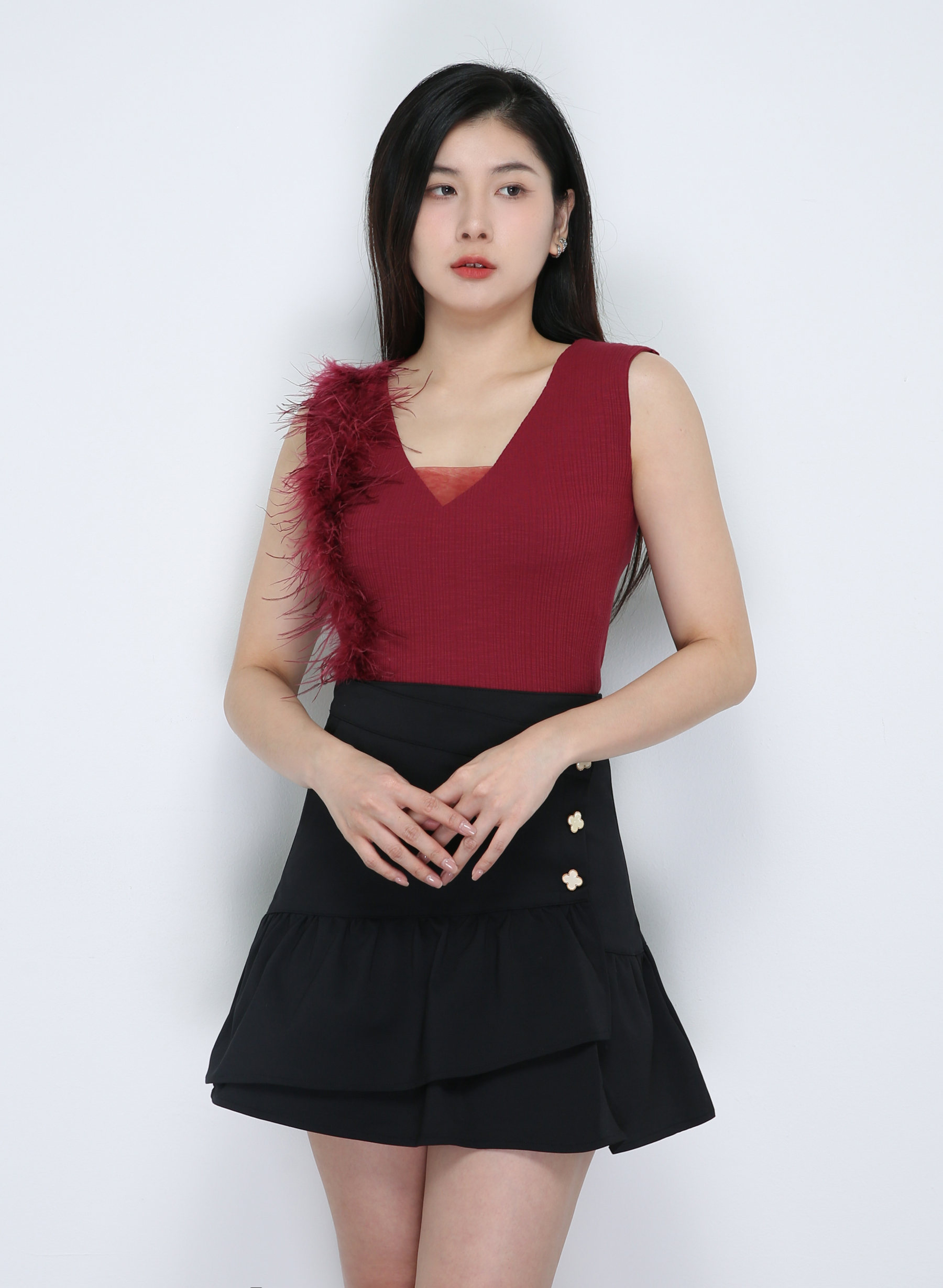 Knitted Decorative With Fur Top 33761
