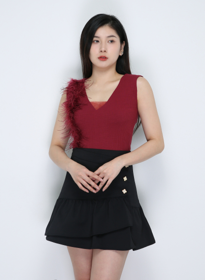 Knitted Decorative With Fur Top 33761