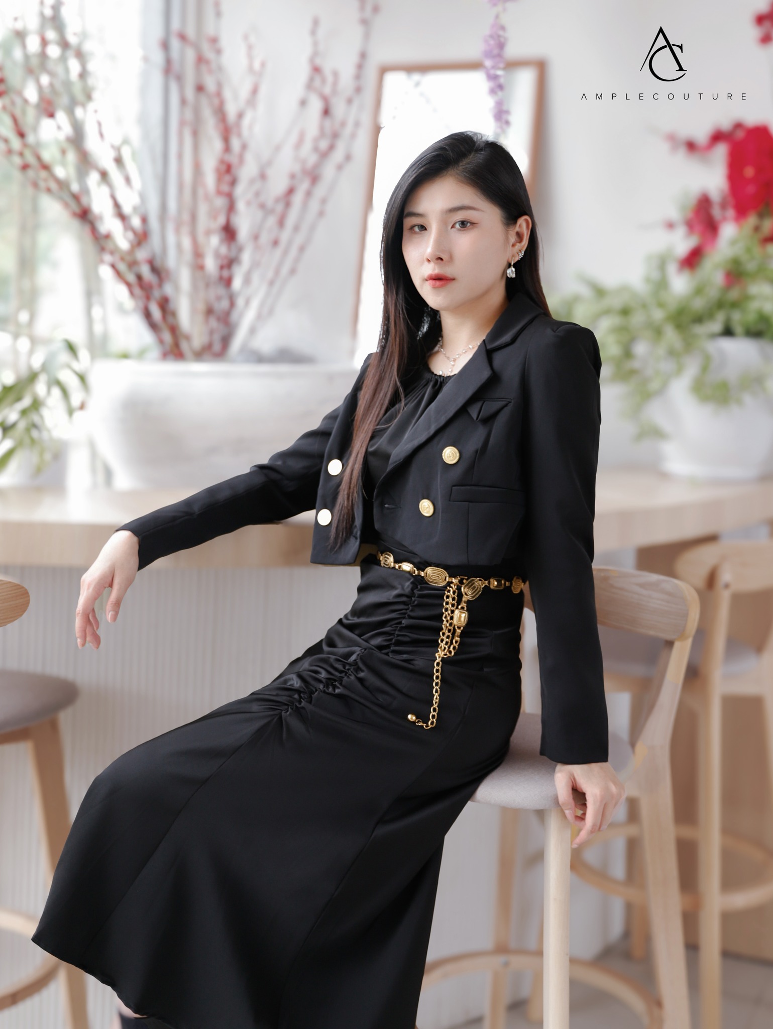 Elegant Halter Side Pleated Dress 33793