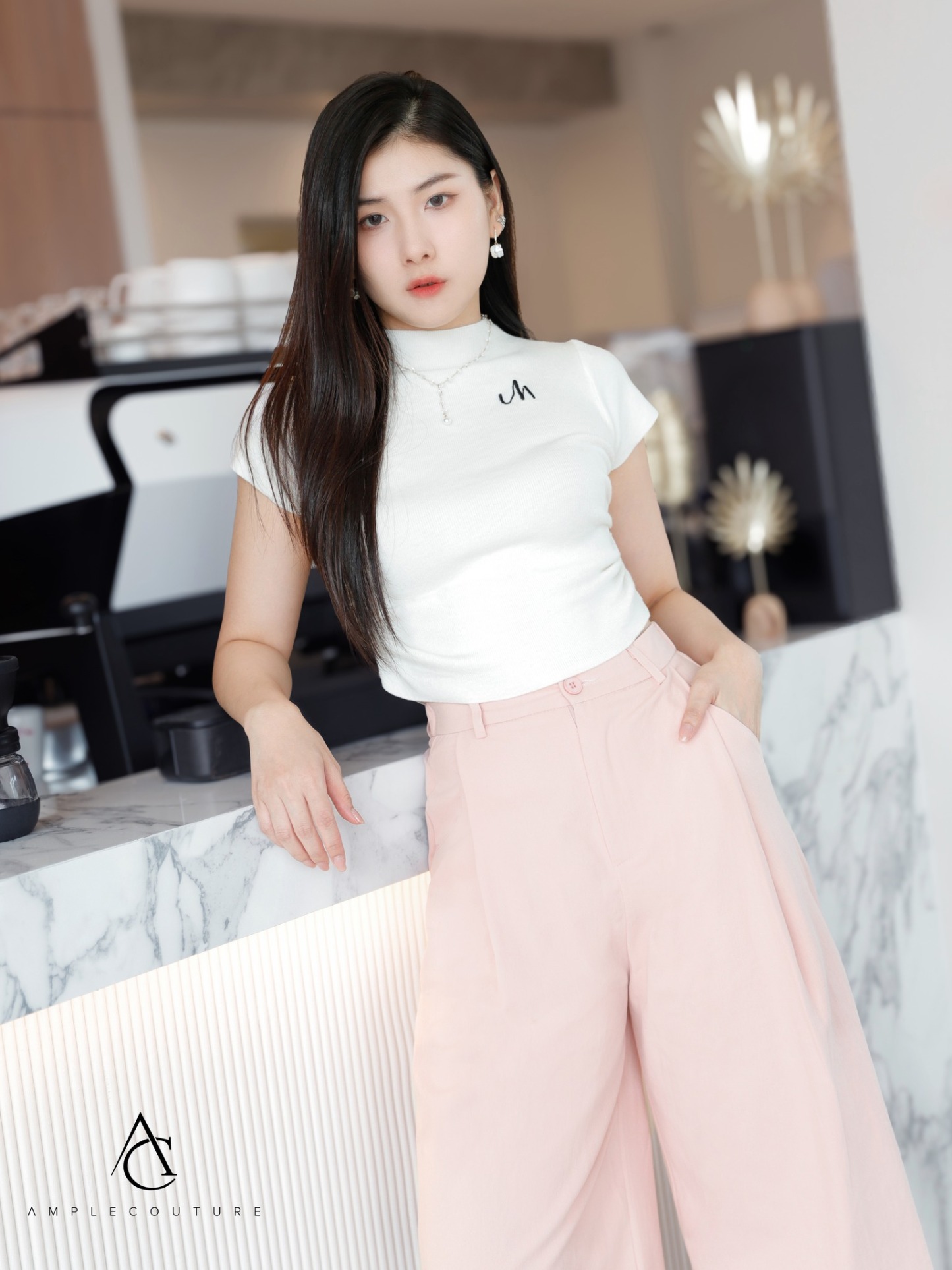 Side Pocket Wide Leg Long pants 33801