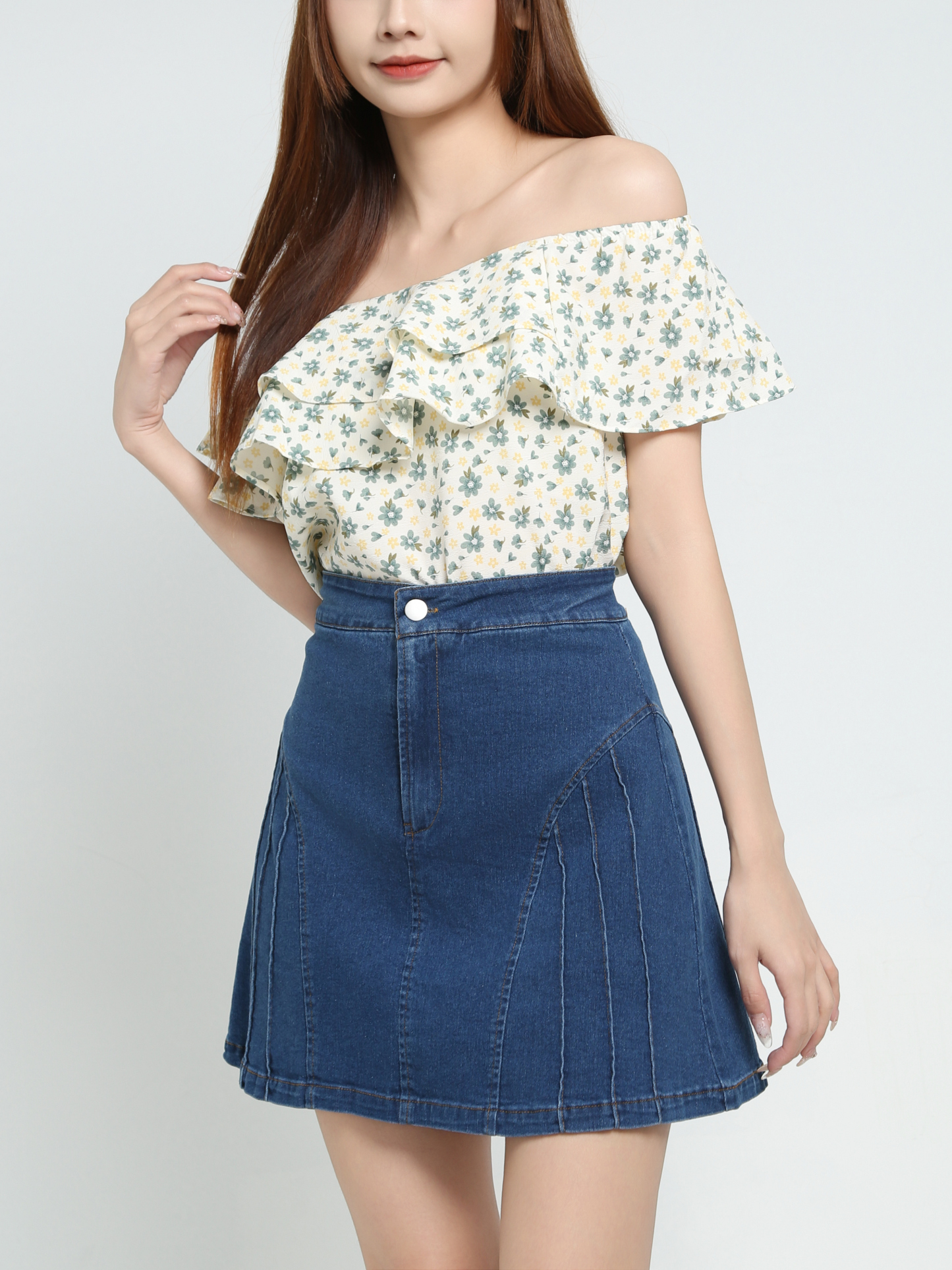 Sloping Floral Top 34001