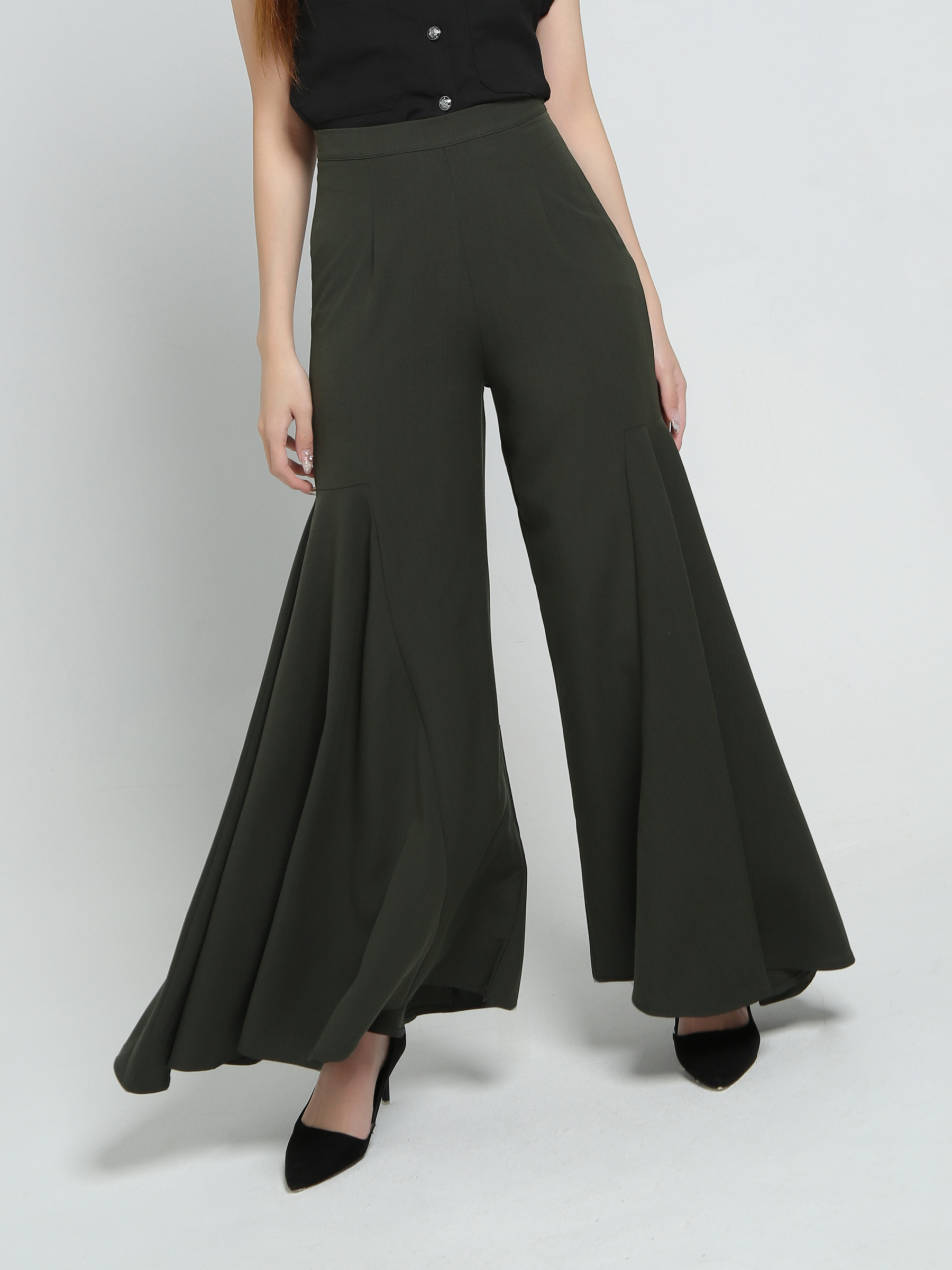 High Waist Ruffles Long Pants 34097