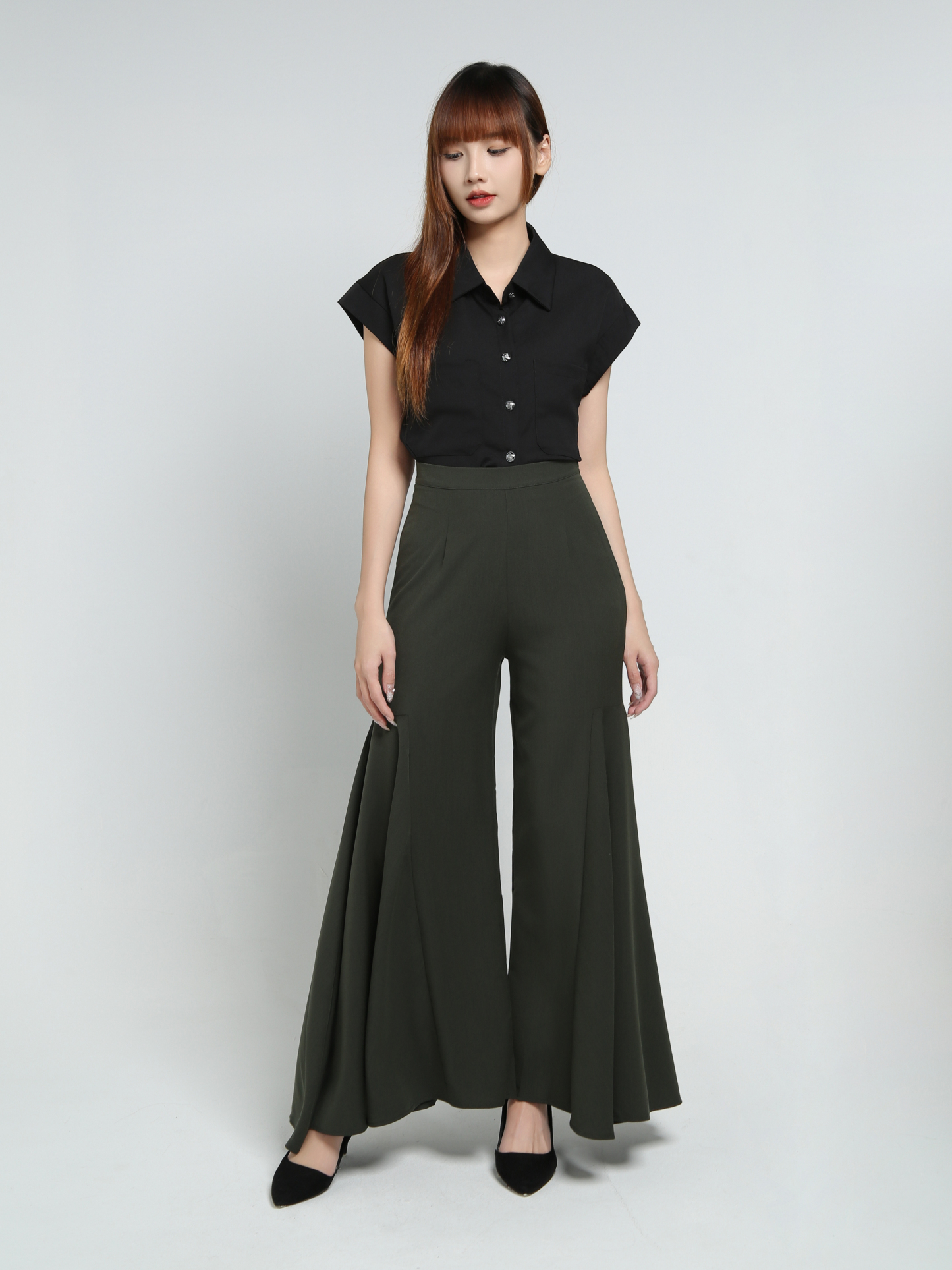 High Waist Ruffles Long Pants 34097