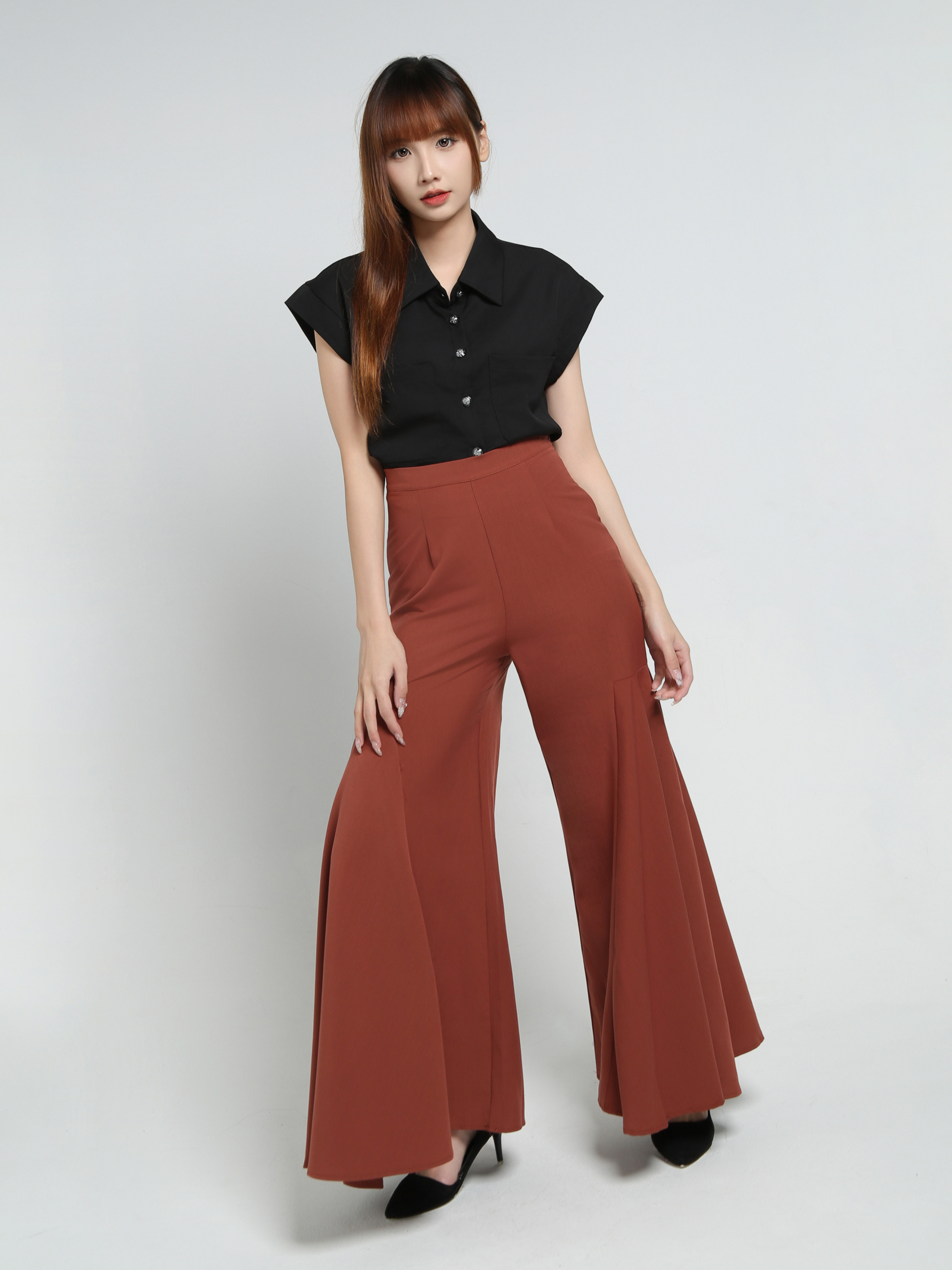 High Waist Ruffles Long Pants 34097