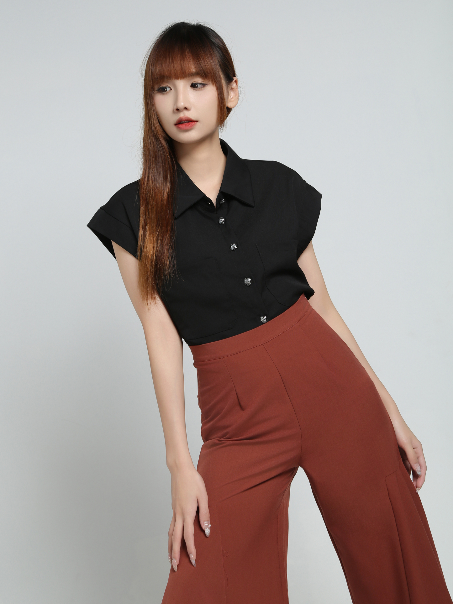 High Waist Ruffles Long Pants 34097