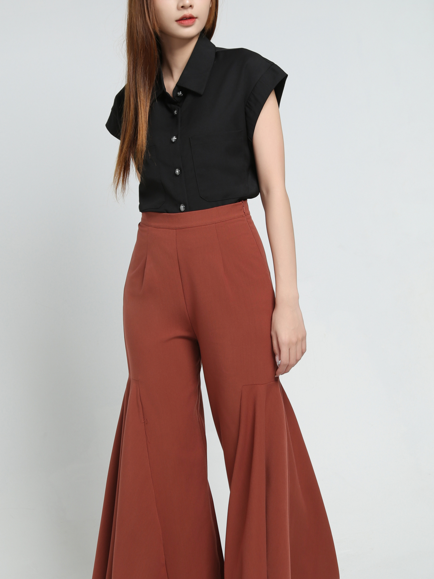 High Waist Ruffles Long Pants 34097