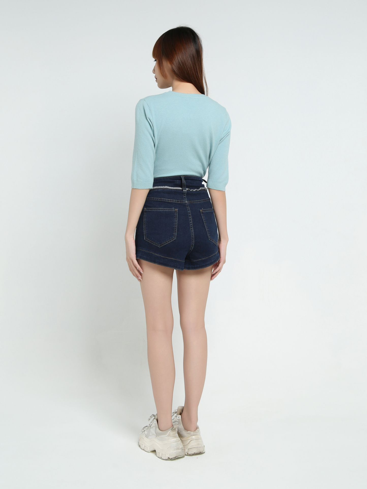High Waist Denim Short Pants 34010