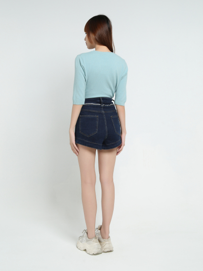 High Waist Denim Short Pants 34010