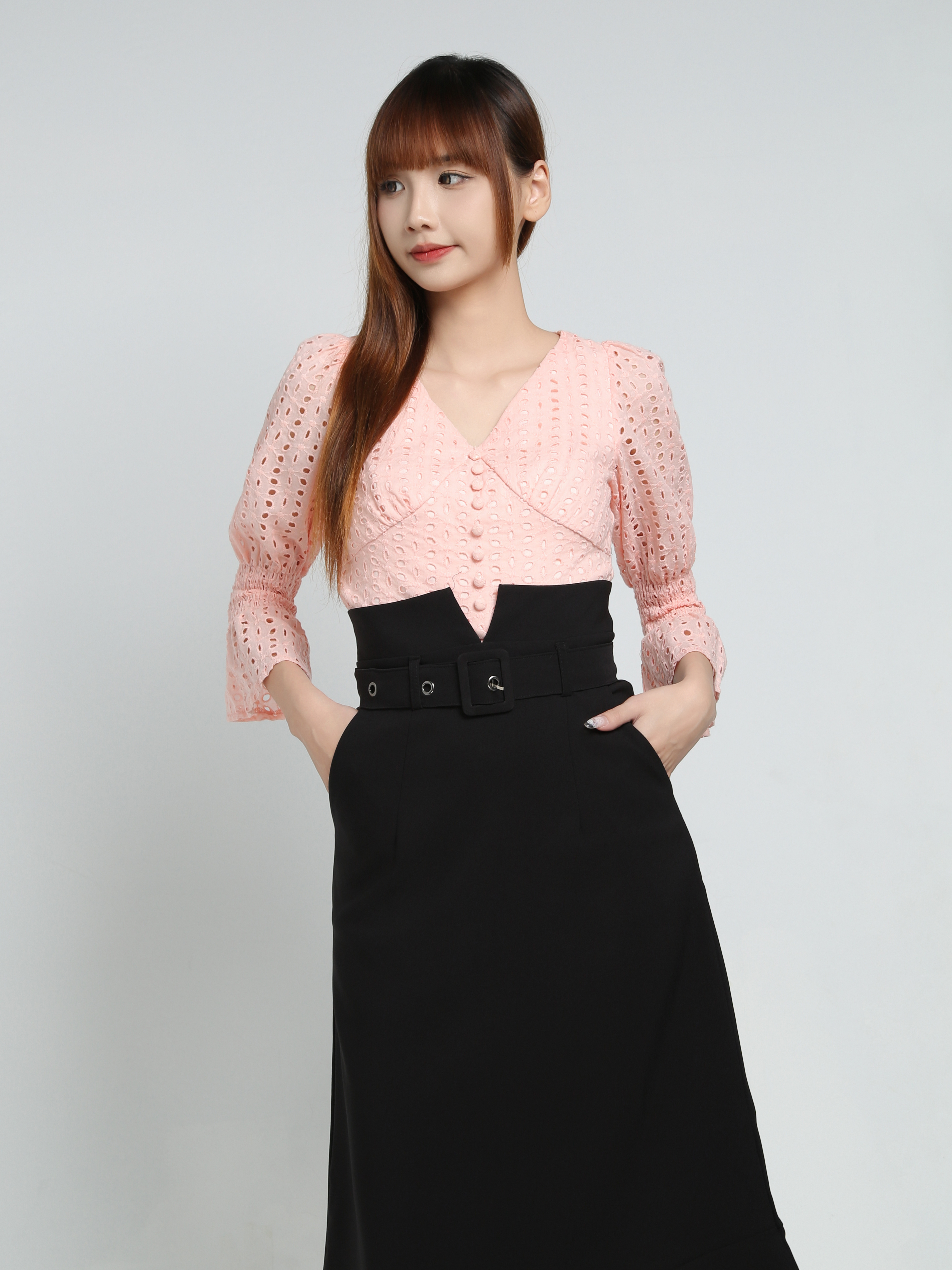 High Waist Ruffles With Belt Skirt 34142