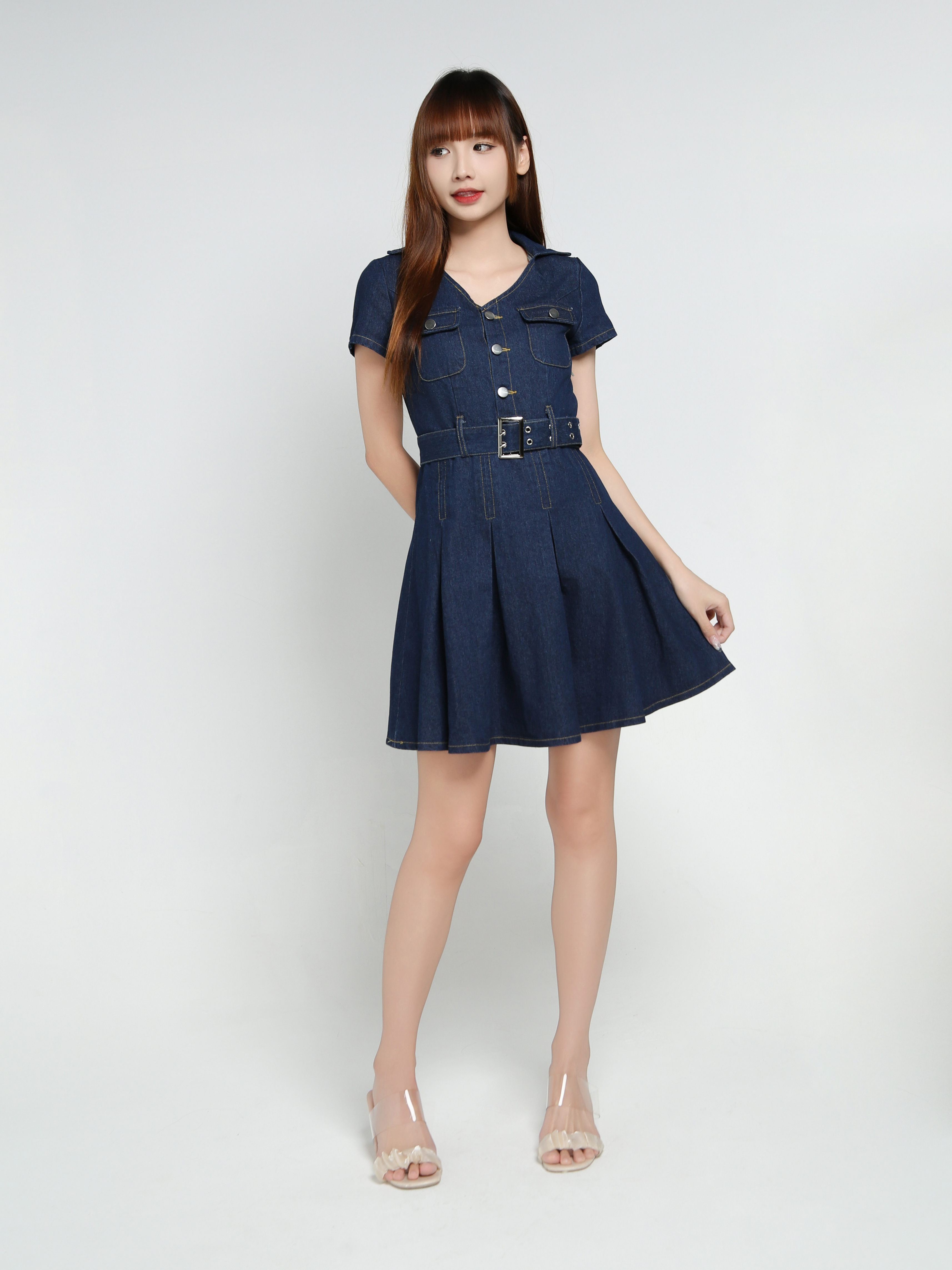 Denim With Belt Dress 34056