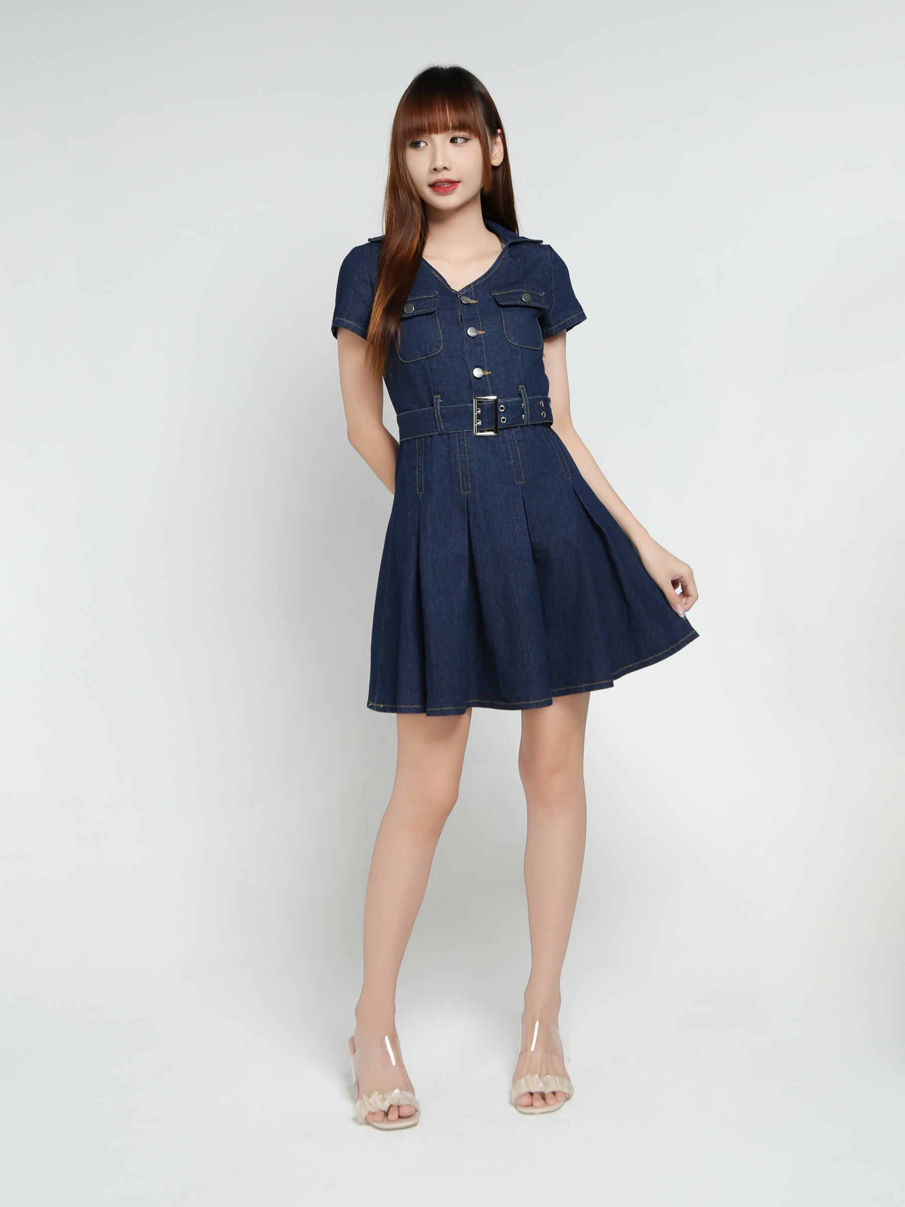 Denim With Belt Dress 34056