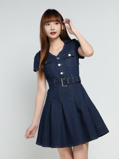 Denim With Belt Dress 34056