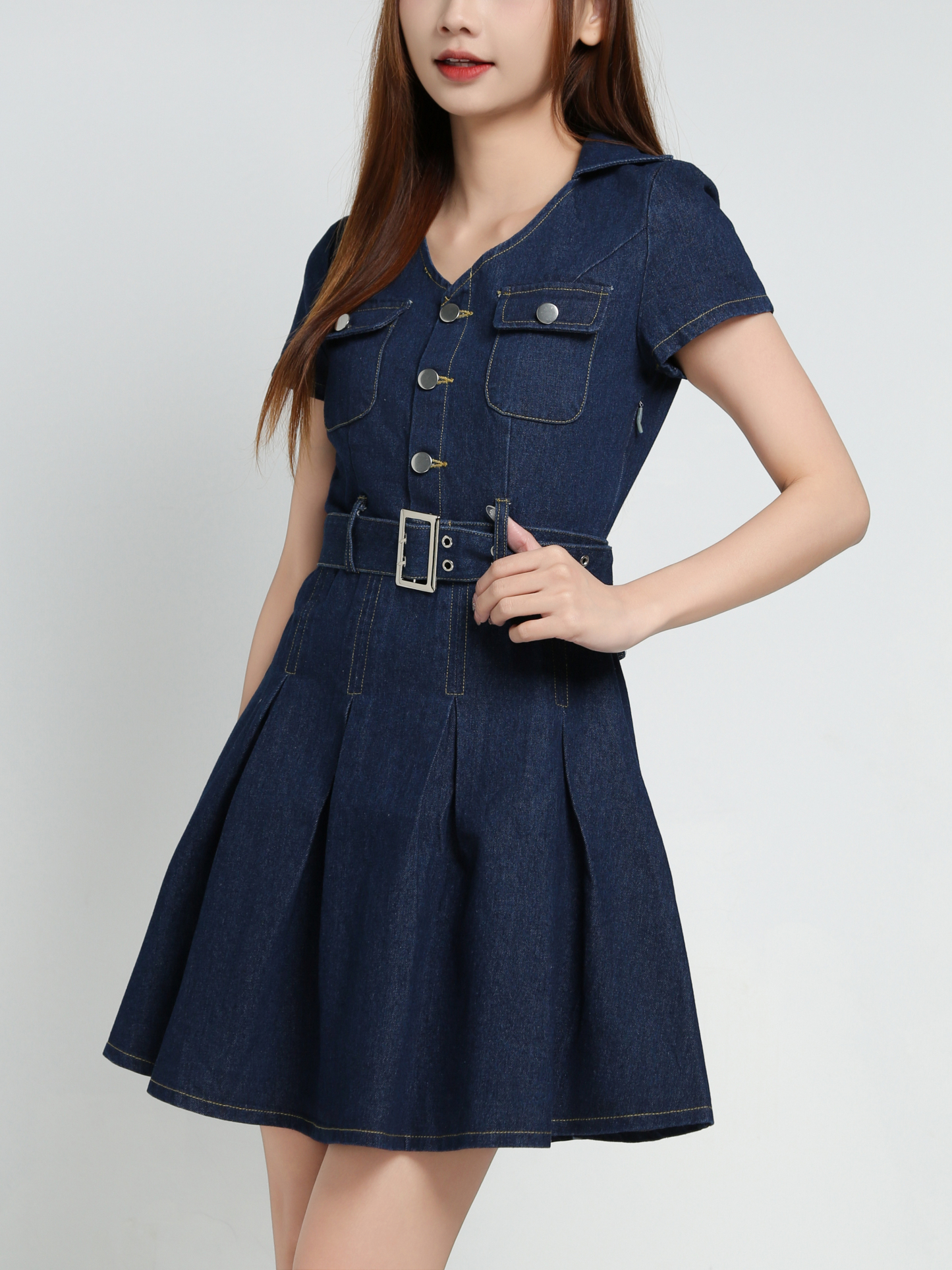 Denim With Belt Dress 34056