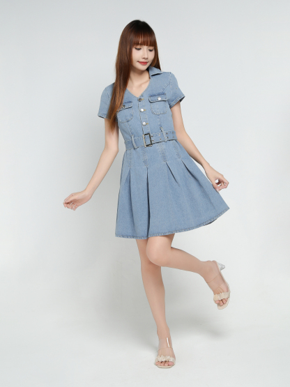 Denim With Belt Dress 34056