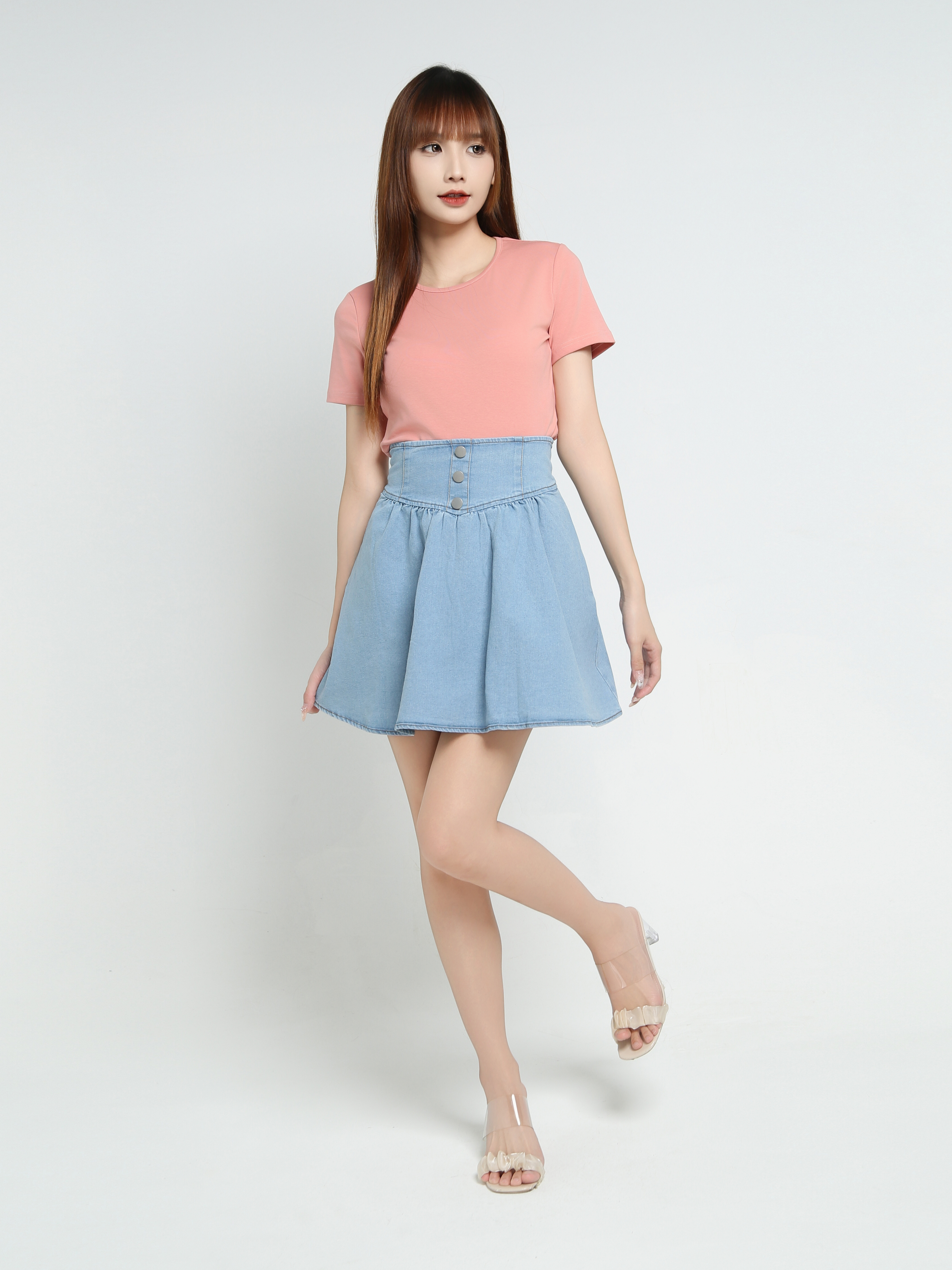 High Waist Denim Skirt Pants 34058