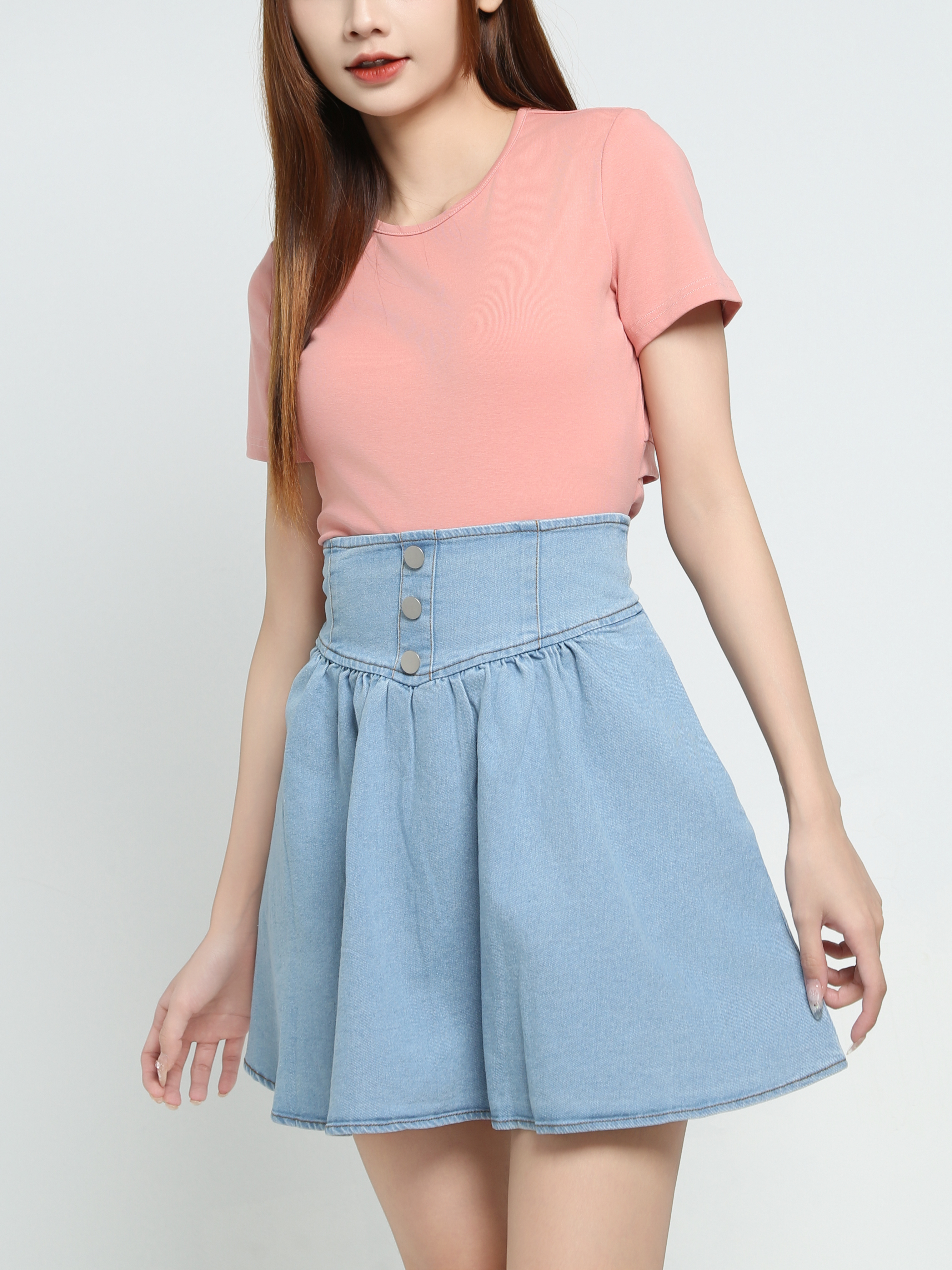 High Waist Denim Skirt Pants 34058