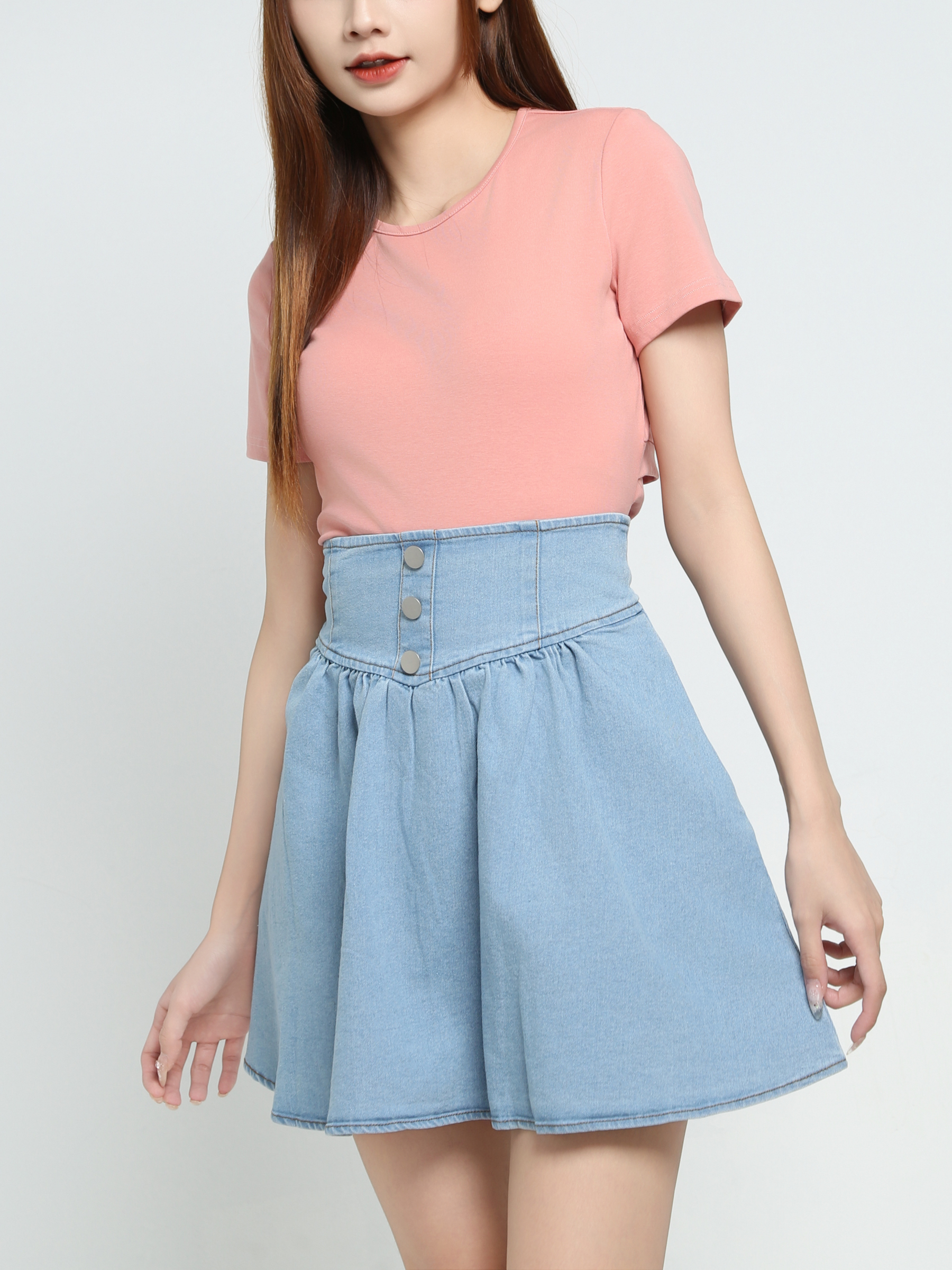 High Waist Denim Skirt Pants 34058