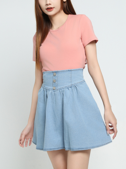 High Waist Denim Skirt Pants 34058