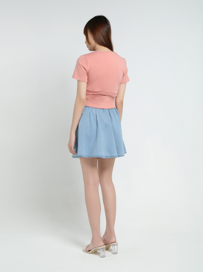 High Waist Denim Skirt Pants 34058