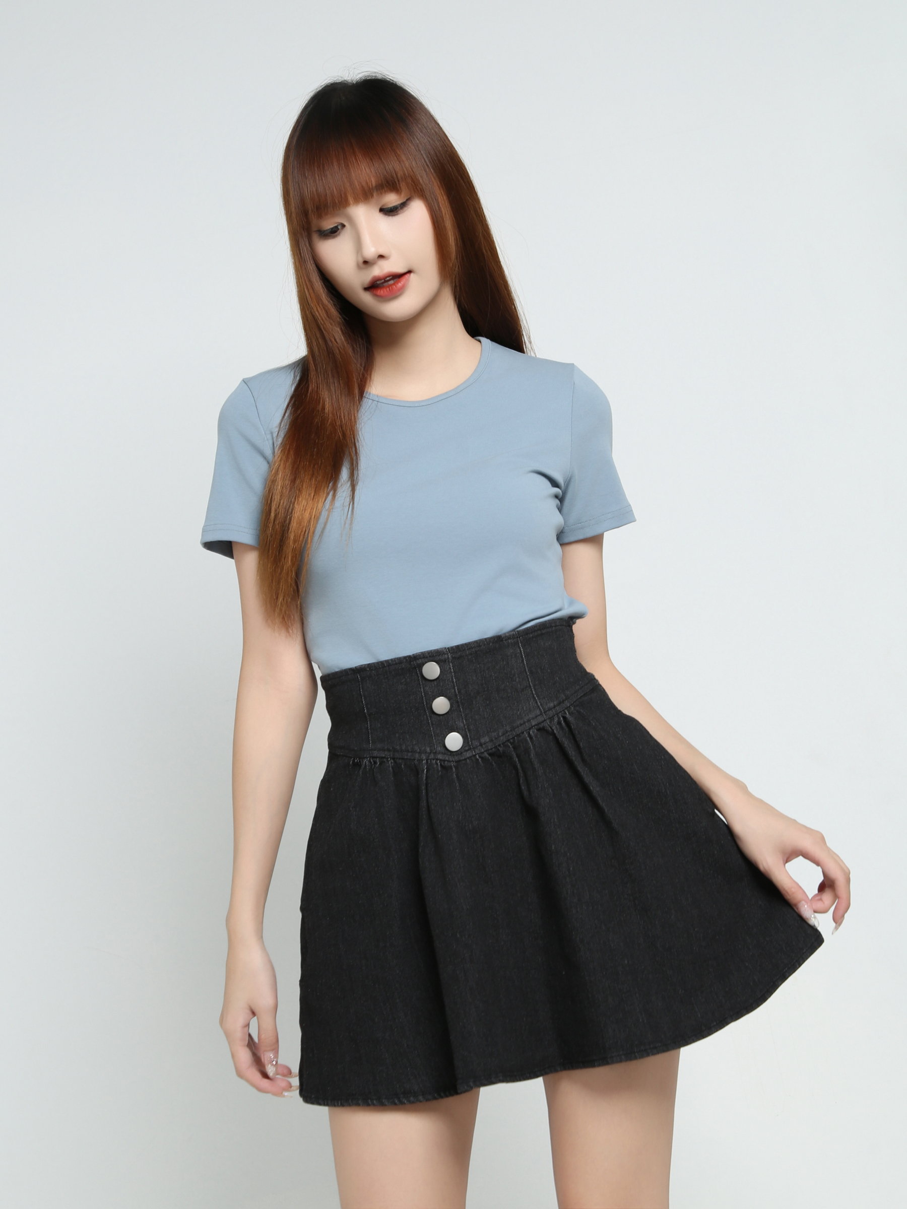 High Waist Denim Skirt Pants 34058