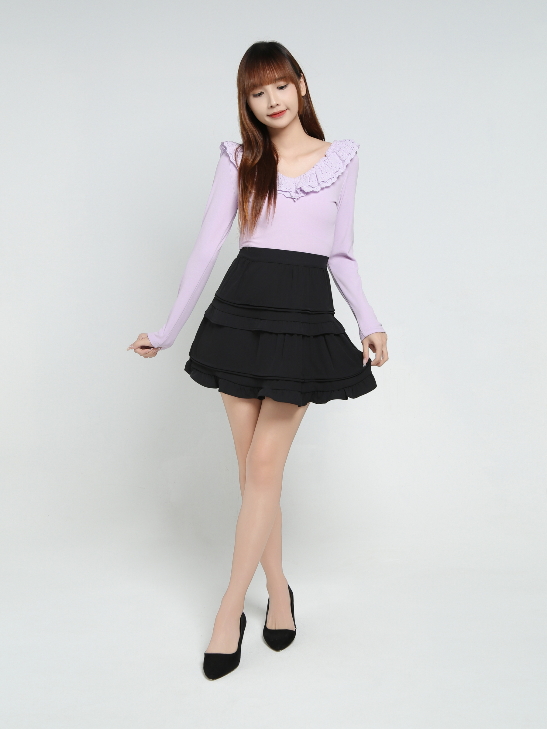 Ruffles With Net Top 34076