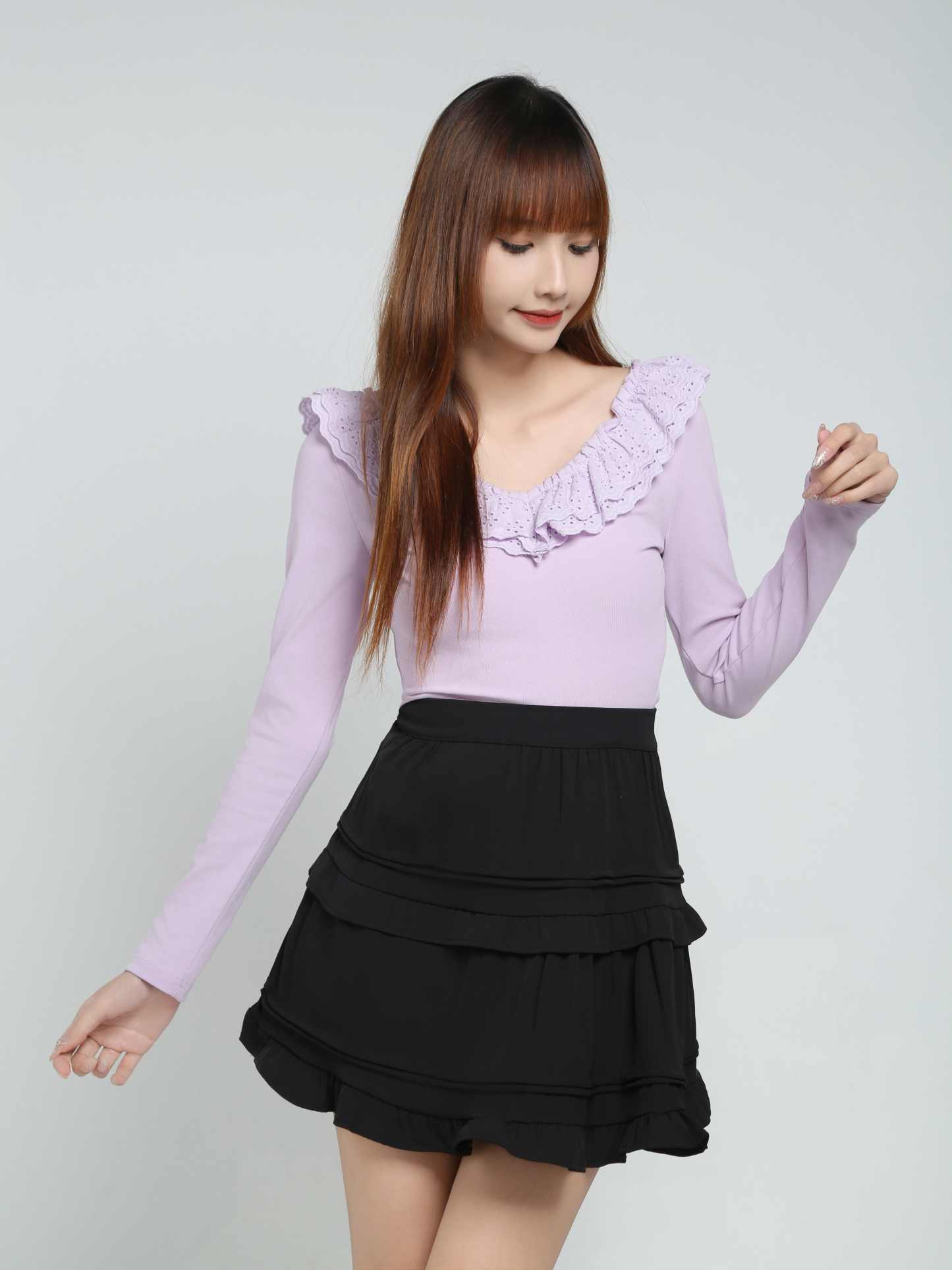 Ruffles With Net Top 34076