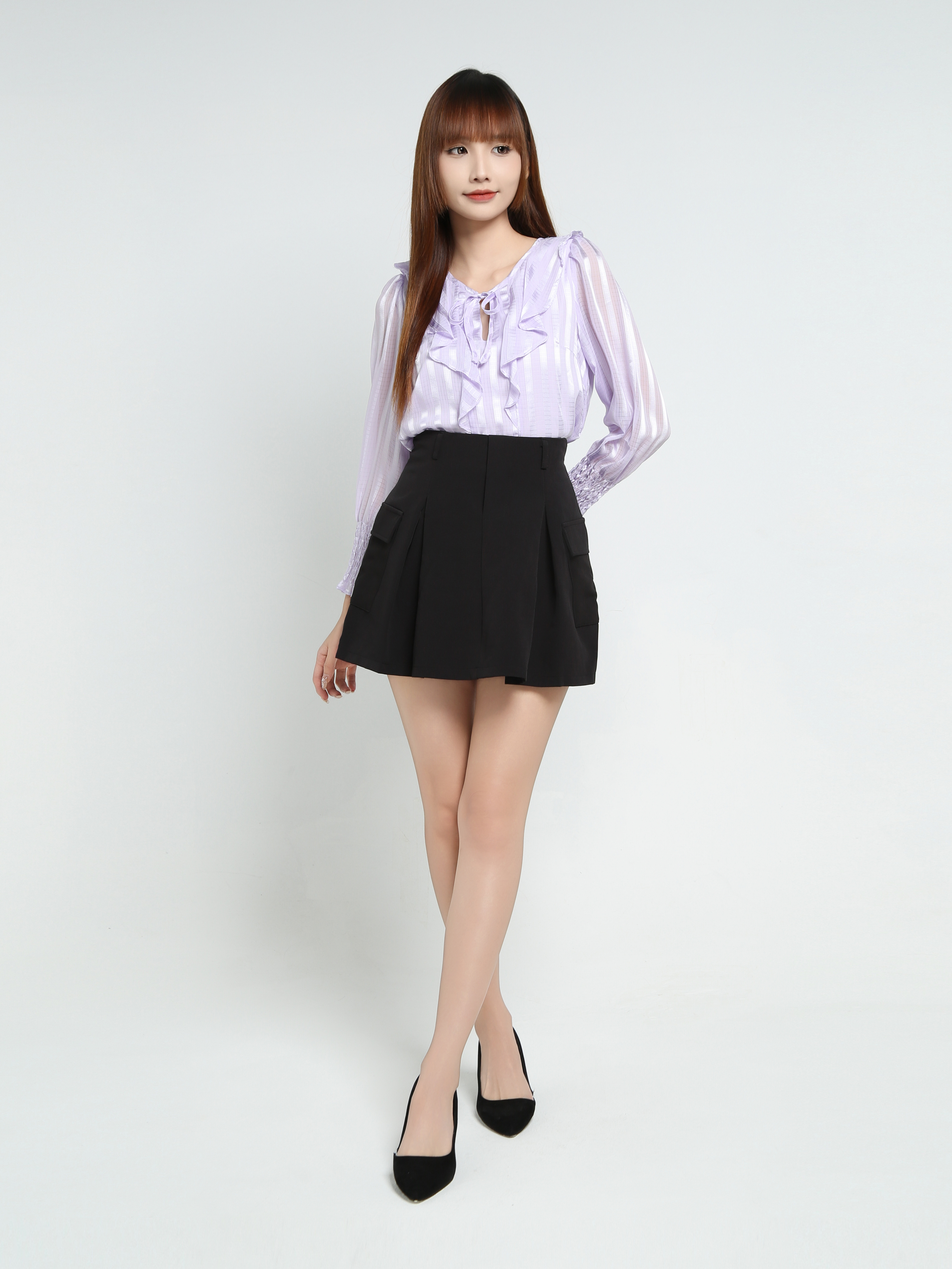 High Waist Pleated Skirt Pants 34054