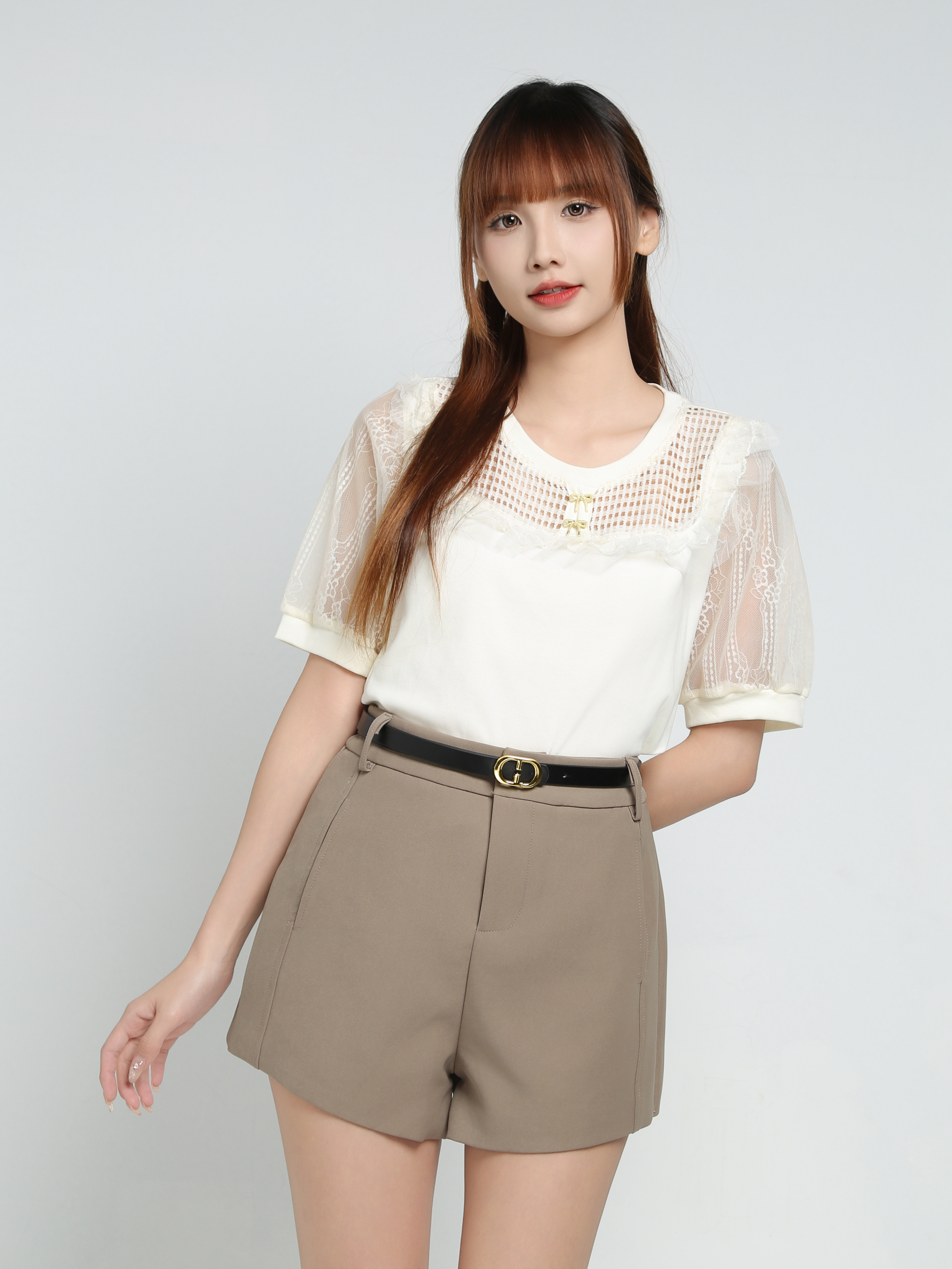 Front Pocket Short Pant With Belt 34091
