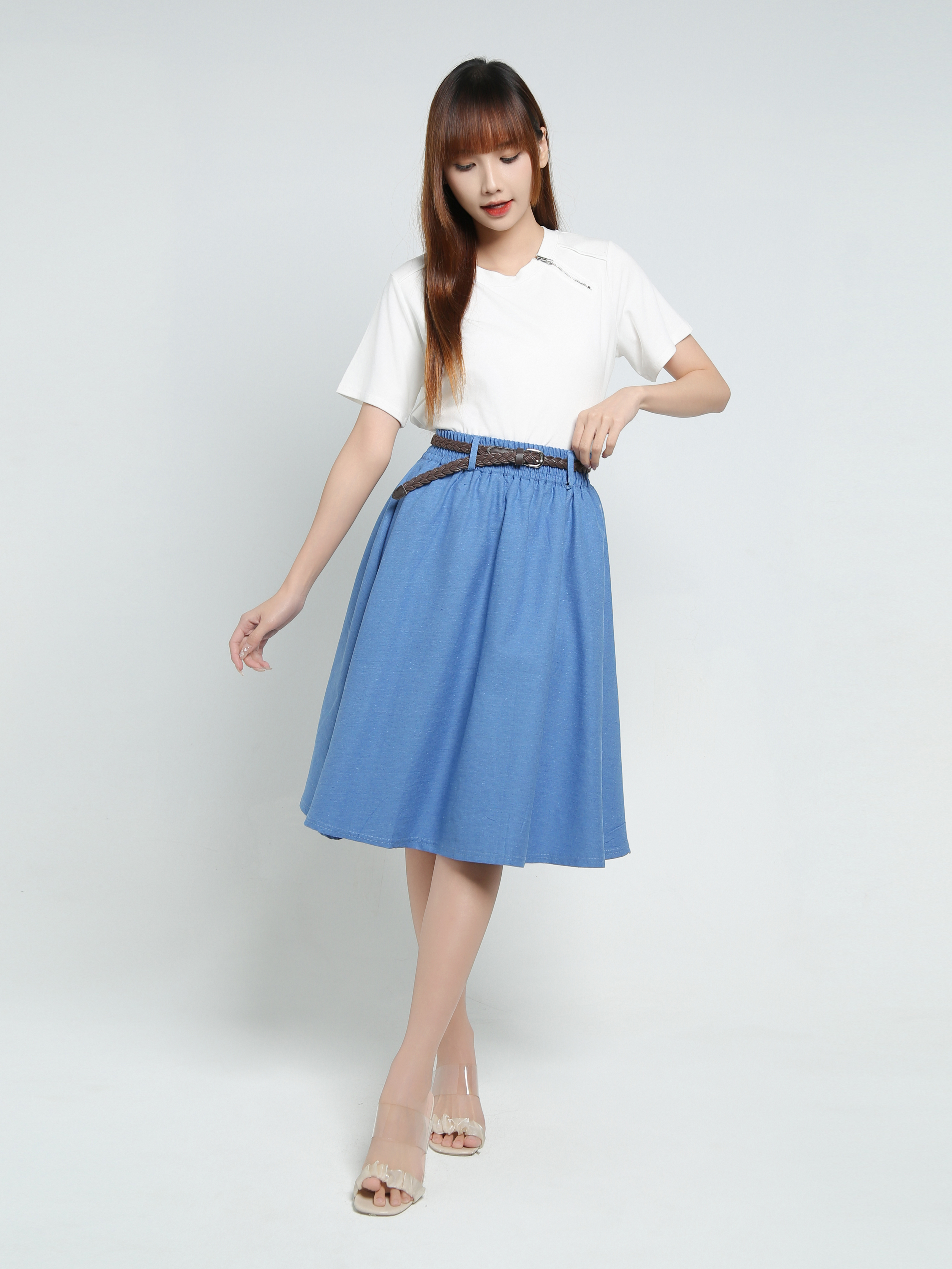 Denim With Belt Skirt 34126