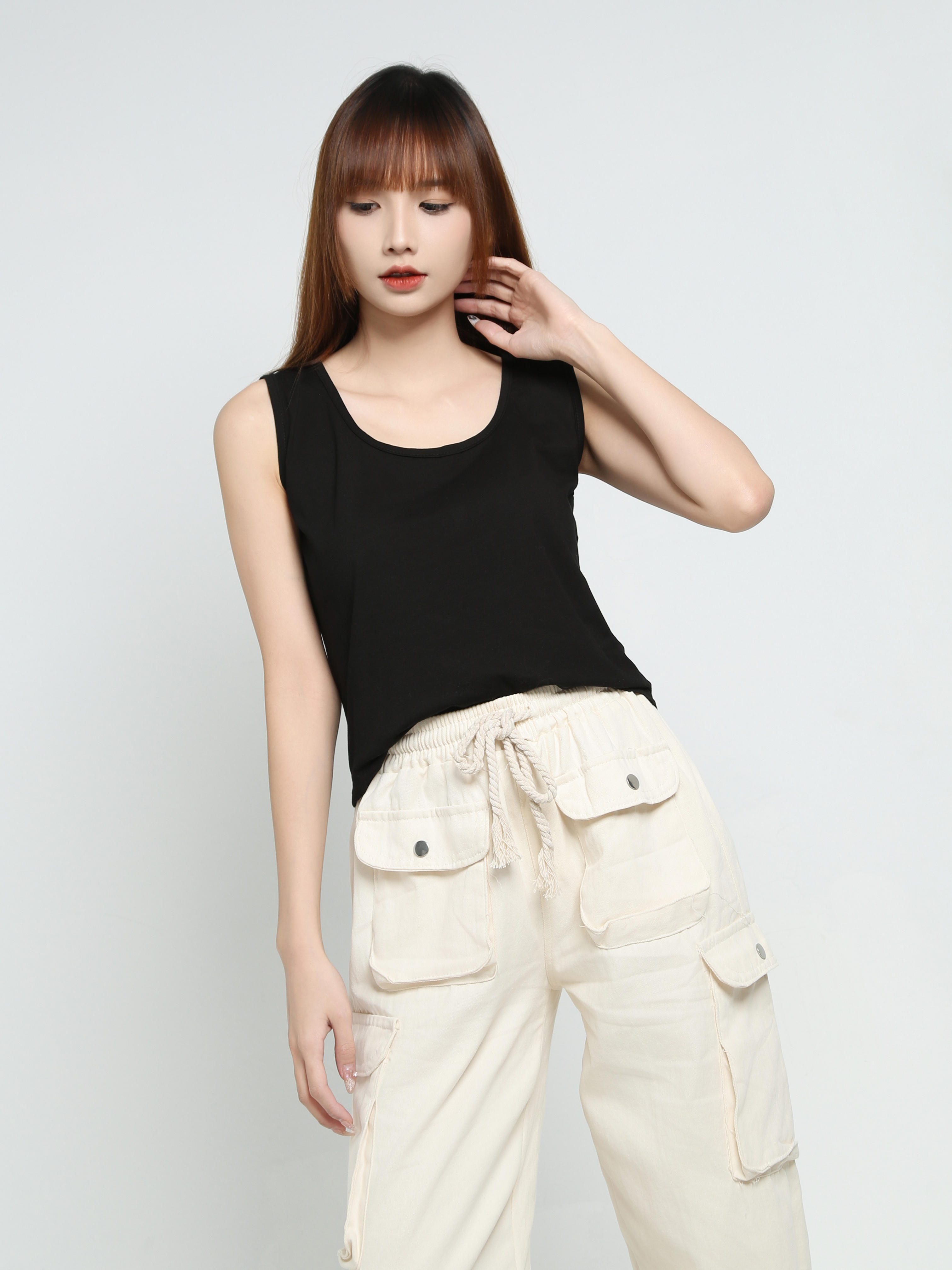 Waist Stretchable Long Pants 34032