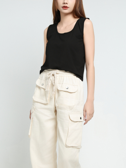Waist Stretchable Long Pants 34032