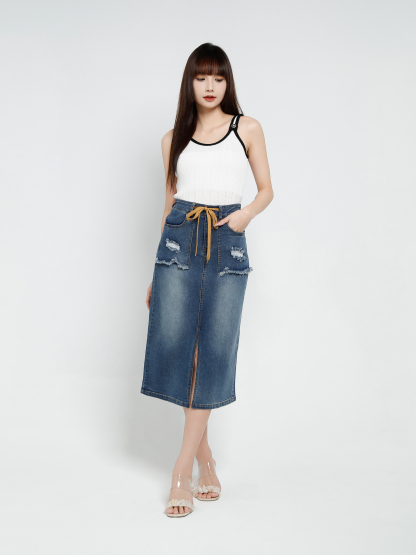 Denim With Split Skirt 37040