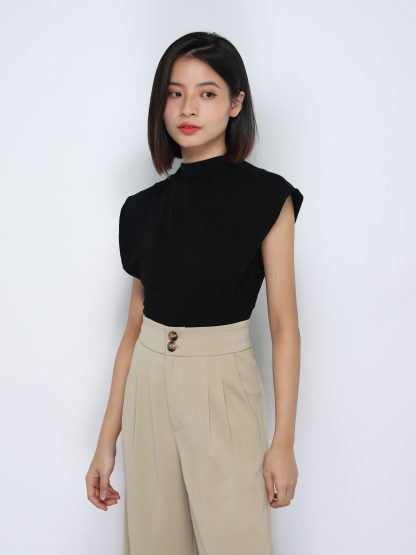 Cap Sleeve Turtle Neck Top 34222
