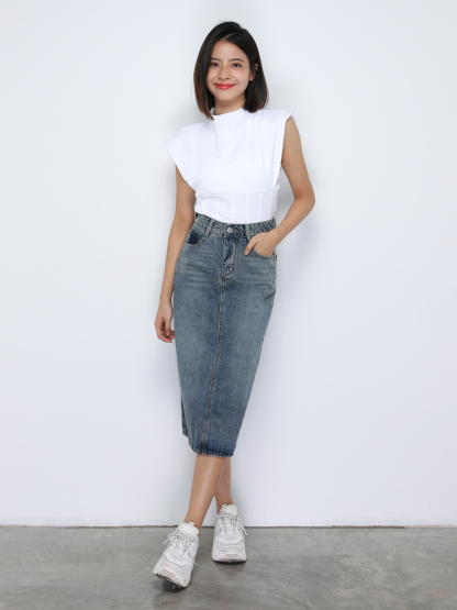 Cap Sleeve Turtle Neck Top 34222