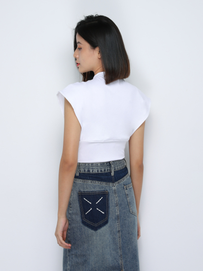 Cap Sleeve Turtle Neck Top 34222