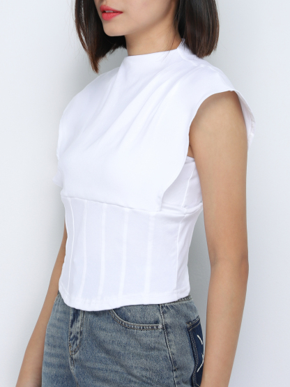 Cap Sleeve Turtle Neck Top 34222