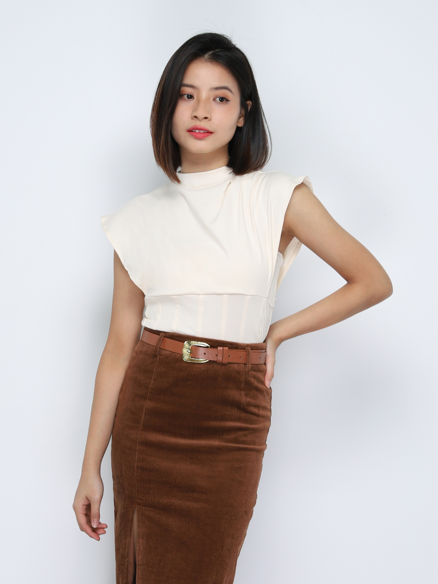 Cap Sleeve Turtle Neck Top 34222