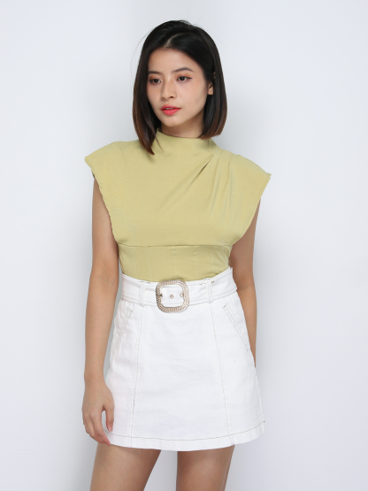 Cap Sleeve Turtle Neck Top 34222